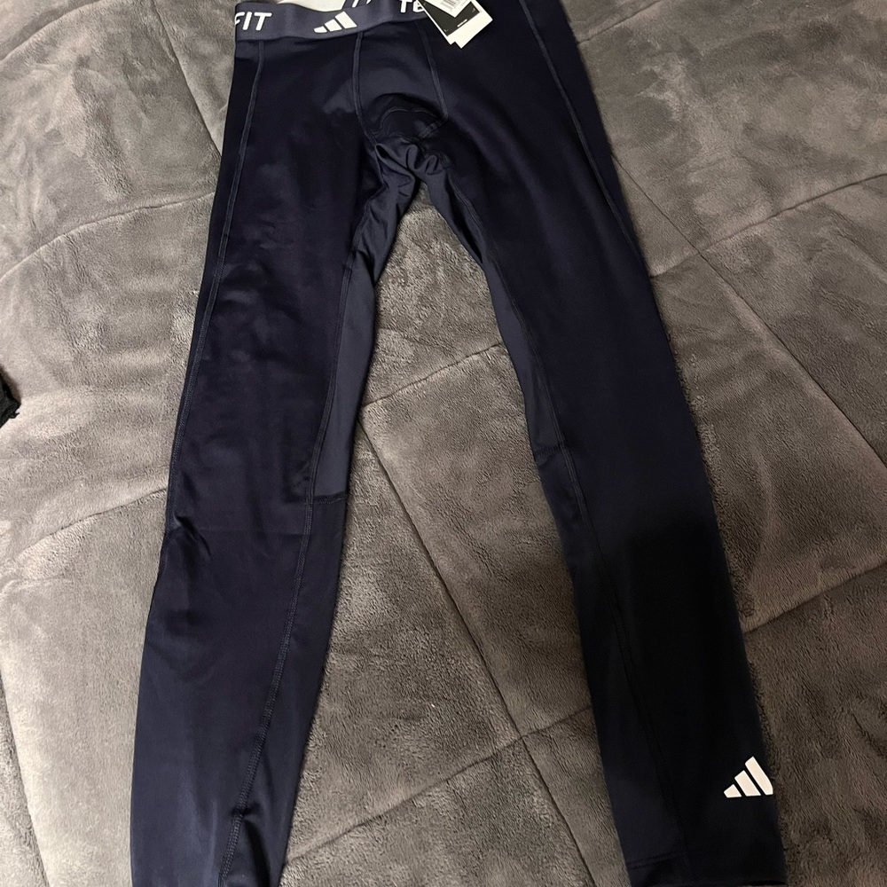 adidas Blue Leggings with Stretchy Fit and Wide Waistband